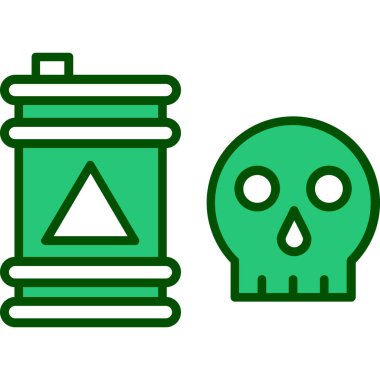 Çapraz çizgi üzerinde kemikleri olan yeşil çizgi kafatası beyaz arka planda izole edilmiş. Cadılar bayramı partin kutlu olsun. Simgeleri renklendir. vektör illüstrasyonu