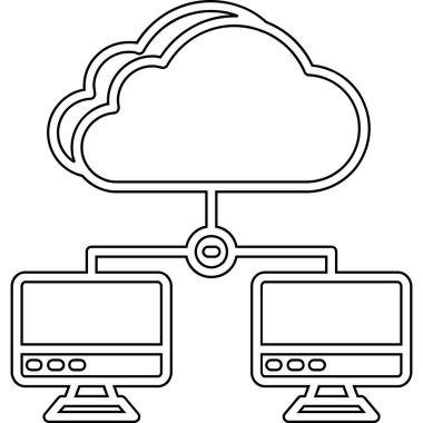 Ana hatlar biçiminde bulut veri depolama simgesi