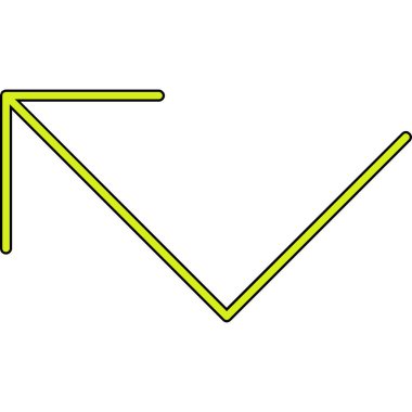 Beyaz arkaplanda yeşil ve sarı çizgi ok simgesi izole edildi. İşaret sembolü. vektör illüstrasyonu