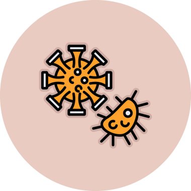 Covid 19 koronavirüs, virüs, virüs, virüs, bakteri. düz stil tasarım simgesi. vektör izole.