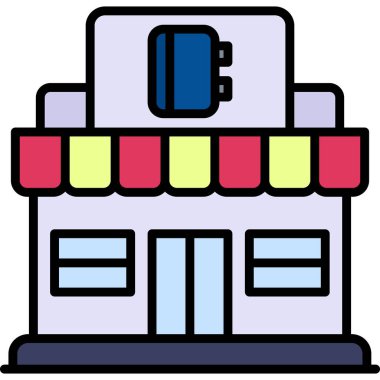 dükkan oluşturma simgesi rengi ana hatları vektörü