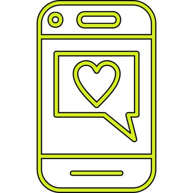 akıllı telefon simgesi vektör illüstrasyon tasarımlı kalp