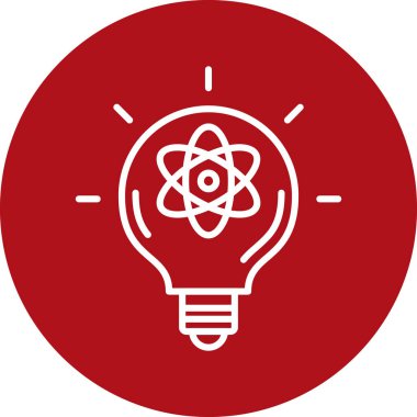 Atom vektörü simgesi. Basit tasarım çizimi beyaz arkaplanda izole edildi.