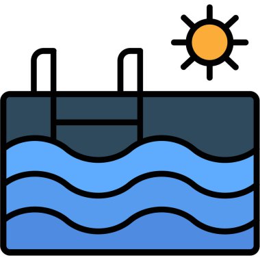 Yüzmek. Web simgesi basit illüstrasyon