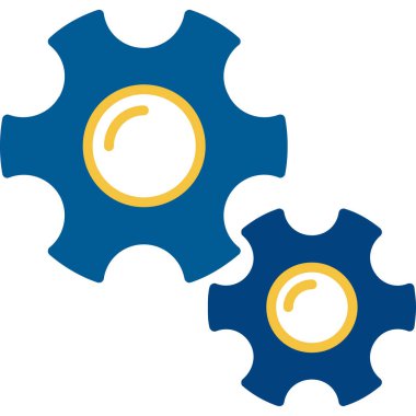 mavi arka planda iki parçalı dişli, beyaz üzerinde izole.