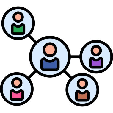 Sosyal ağ simgesi renk ana hatları vektörü