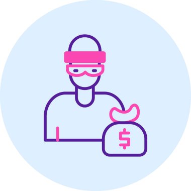 Domuz çantalı bir adam. vektör ince çizgi simgesi