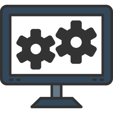 ayar simgesi olan dizüstü bilgisayar, basit vektör illüstrasyonu