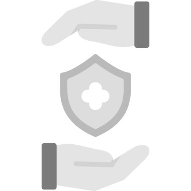 el ele tutuşan kalkan vektör illüstrasyon simgesi tasarımı