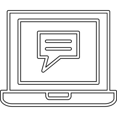 Konuşma baloncuğu simgesi olan dizüstü bilgisayar