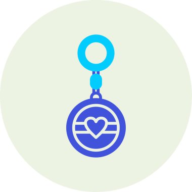 Kolyeli mavi kalbin vektör çizimi