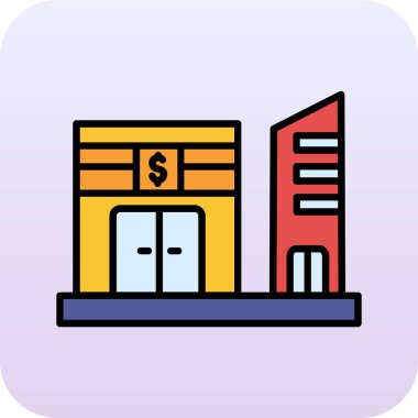 Dolar işareti renk çizgisi simgesine sahip bina