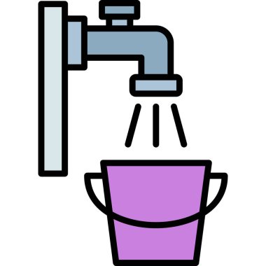 duş tap simgesi renk ana hatları vektörü