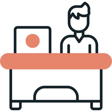 Otelde. Web simgesi basit illüstrasyon