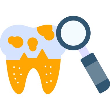 dişçi dişi ve büyüteç simgesi.