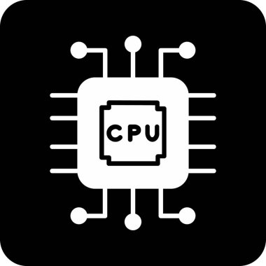 İşlemci simgesi. Web için basit bir işlemci vektör simgesi çizimi