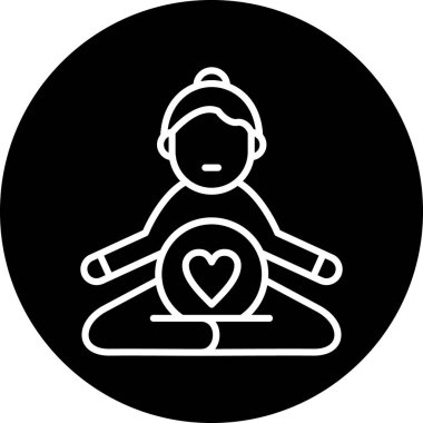 Lotus pozisyonunda kalbi olan bir kadın.