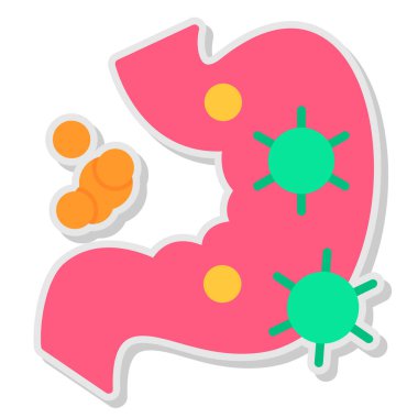 Bir mide karikatür simgesinin vektör çizimi