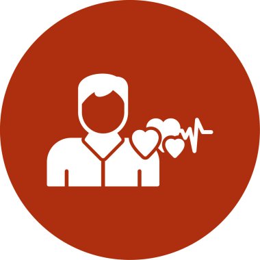 Kalp doktoru vektör ikonu. biçim düz yuvarlak kare sembolü, kırmızı renk, yuvarlak açılar, beyaz arkaplan.