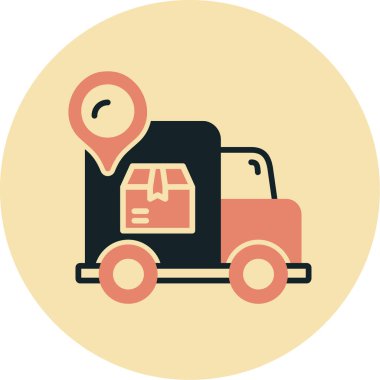 dağıtım kamyonu simgesi, vektör illüstrasyonu