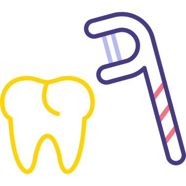 Diş ve fırça ikonu. vektör illüstrasyonu