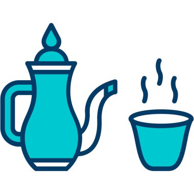 Çay fincanı ve çaydanlık vektör çizim tasarımı