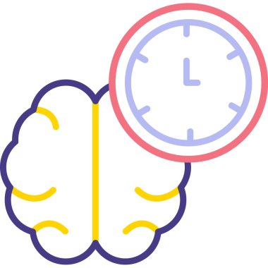 beyin saati simgesi renk ana hatları vektörü