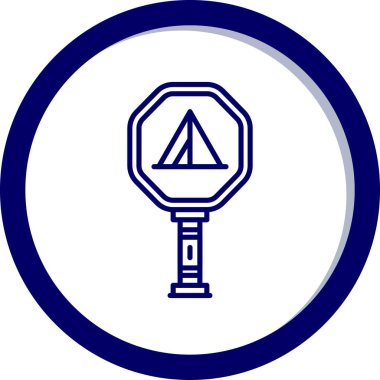 Yuvarlak bir yolun mavi ve beyaz ikonunun vektör çizimi