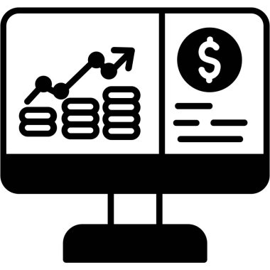 Çizelge ve diyagramı olan bilgisayar monitörü