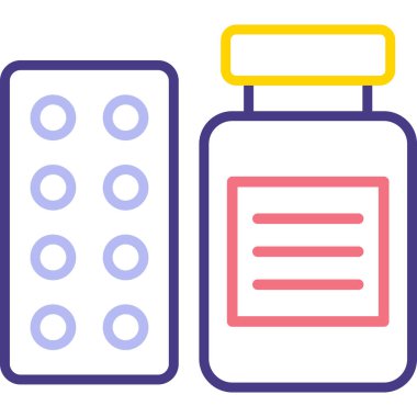 Tıbbi ve sağlık çizgisi simgesi, vektör illüstrasyon kavramı, haplar ve işaret, vektör illüstrasyonu