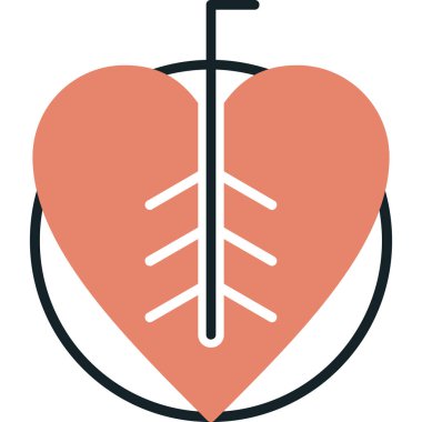 Beyaz arkaplan üzerinde ok, illüstrasyon, vektör olan kalp.