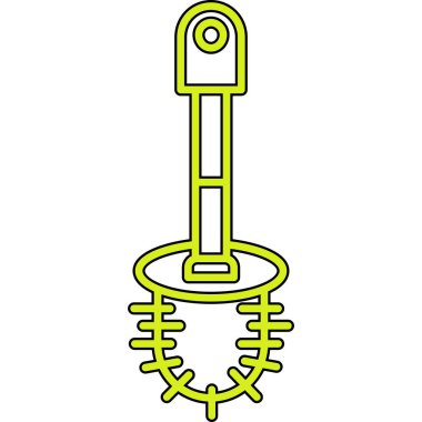 Kürek ikonlu yeşil bahçe hortumu, çizgi biçimi
