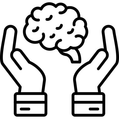 Beyin zihin simgesi ana hatlar biçiminde