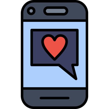 Kalp sohbet baloncuğu çizim tasarımı ile akıllı telefon