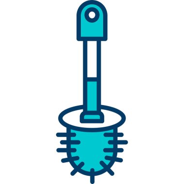 Mavi çizgi kürek simgesi beyaz arkaplanda izole edildi. Bahçe aletleri. Bahçecilik, tarım, çiftçilik aleti. Vektör İllüstrasyonu