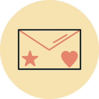 Kalp ikonu vektör illüstrasyon grafik tasarımı içeren zarf