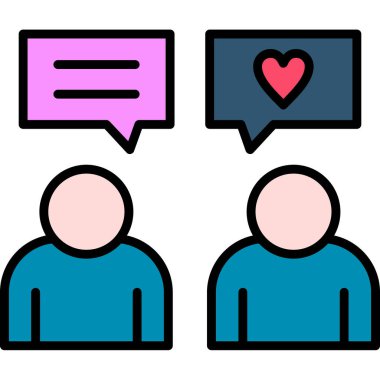 Sohbet iletişim simgesi renk ana hatları vektörü