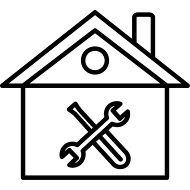 Ev ikonunu onar. Beyaz arkaplanda izole edilmiş web tasarımı için ev onarım ikonu