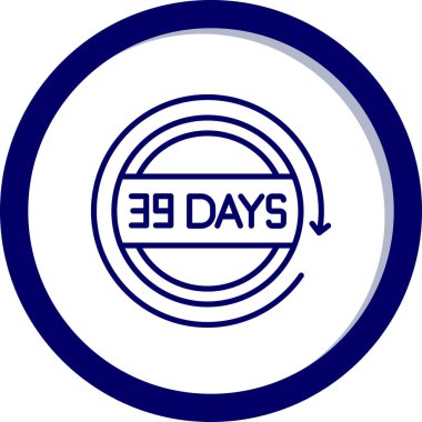 Moda tarzında kalan gün simgesi. Mavi beyaz arkaplandaki gün simgesi. Hafta içi - 7 gün işareti. Basit ve modern düz stil