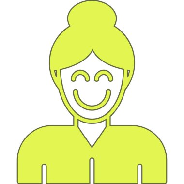 Mutlu, gülümseyen, yeşil gözlü, siyah saçlı bir kadın.