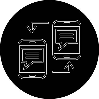 sohbet baloncukları simgesi olan cep telefonu, satır biçimi