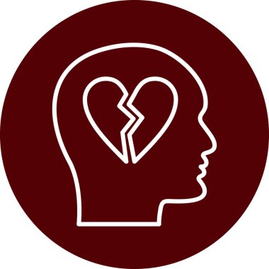 Kalp ikonuyla kırık kalp, basit bir tarz.