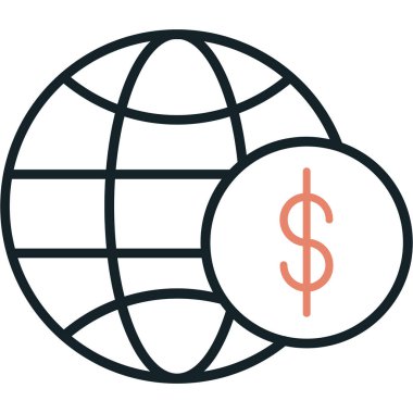 Dolar genel küresel simgesi ana hatları biçiminde