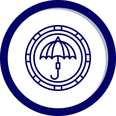 Mavi ve beyaz yuvarlak şemsiye vektör illüstrasyonu