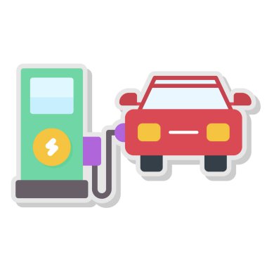 Elektrikli araba simgesi vektör illüstrasyonu