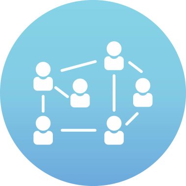 bağlantı vektör simgesi. Bu düz yuvarlak kare düğme pürüzsüz mavi renkler kullanır ve beyaz arkaplanda izole edilir.