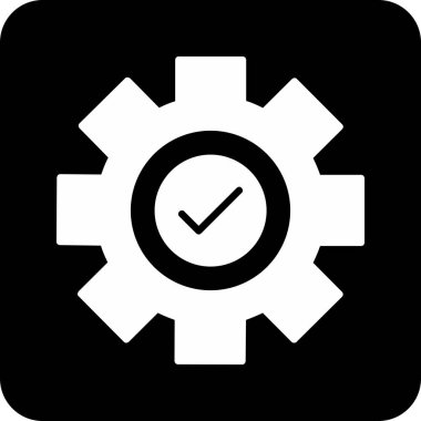 dişli ayarları vektör simgesi. biçim düz sembol, siyah renk, yuvarlak açılar, beyaz arkaplan