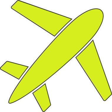 Beyaz arkaplanda izole edilmiş uçak simgesi ve vektör illüstrasyonu