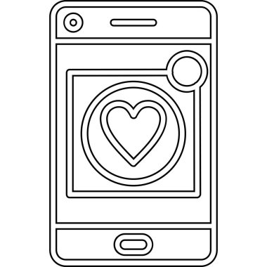 akıllı telefon kalp aşk simgesi vektör çizim tasarımı