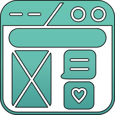 Mavi ve pembe kalp ikonunun vektör çizimi